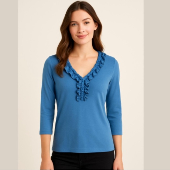 Chaps Women's Navy Blue V Neck Tee XL - Picture 11 of 12